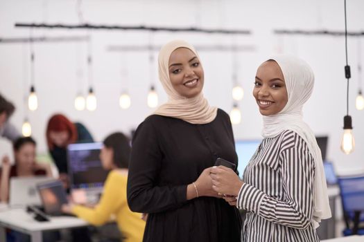 multiethnic startup business people team portrait at modern coworking office space