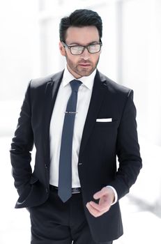 beautiful businessman in the office background.business people