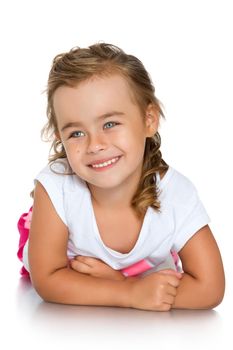 A nice smile is very beautiful little girl - Isolated on white background