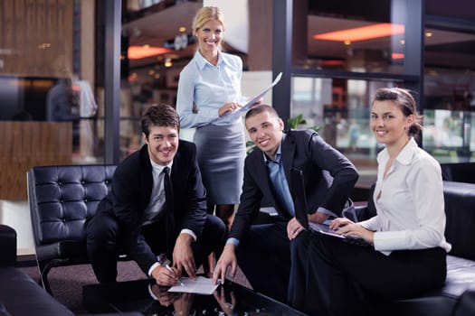 business people shaking hands make deal and sign contract