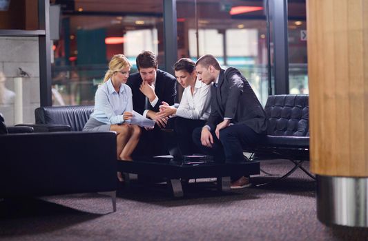 business people shaking hands make deal and sign contract