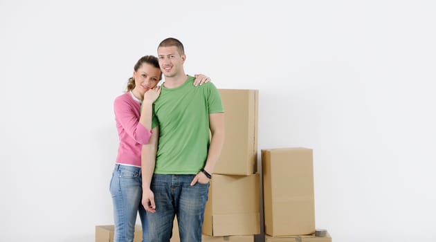 happy Young couple moving in new home