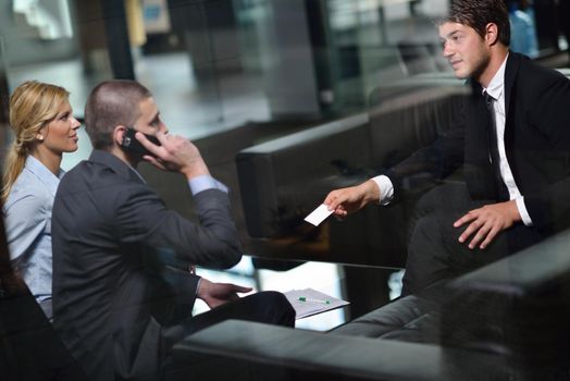 business people shaking hands make deal and sign contract