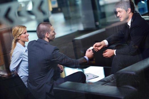 business people shaking hands make deal and sign contract