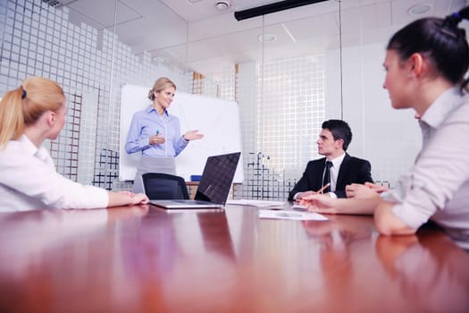 Group of happy young  business people in a meeting at office