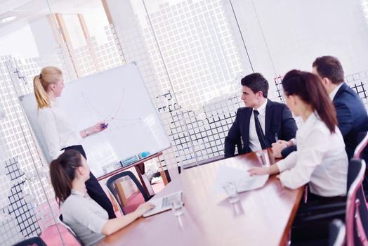 Group of happy young  business people in a meeting at office