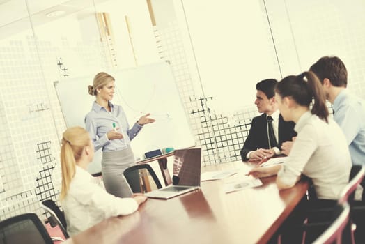 Group of happy young  business people in a meeting at office