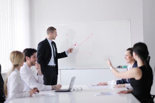 Group of happy young  business people in a meeting at office