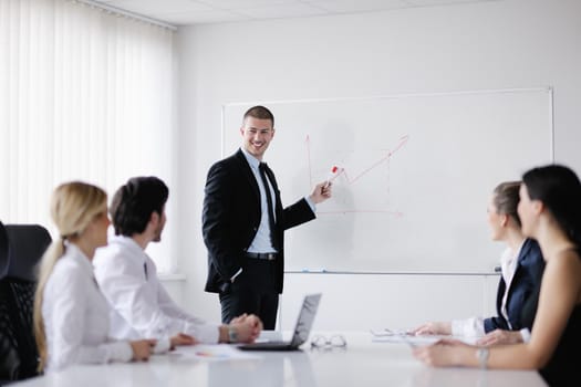 Group of happy young  business people in a meeting at office