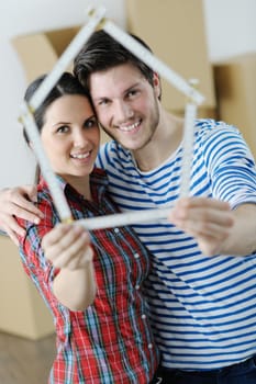 happy Young couple moving in new house