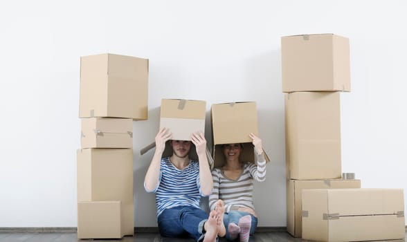 happy Young couple moving in new home