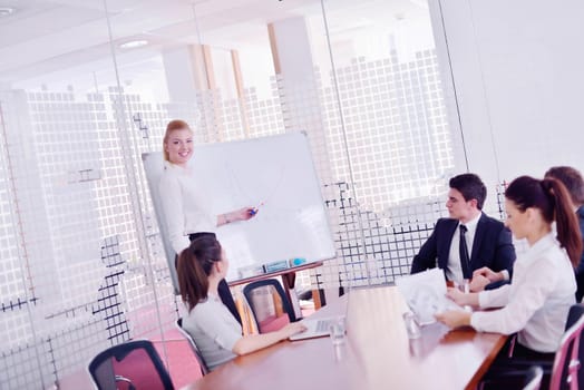 Group of happy young  business people in a meeting at office