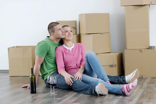 happy Young couple moving in new home