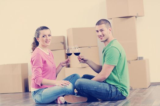 happy Young couple moving in new house