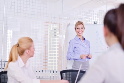 Group of happy young  business people in a meeting at office