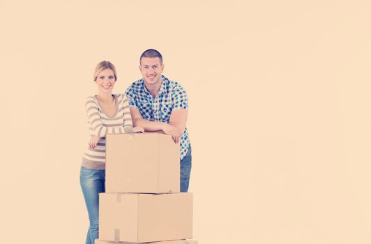 happy Young couple moving in new home