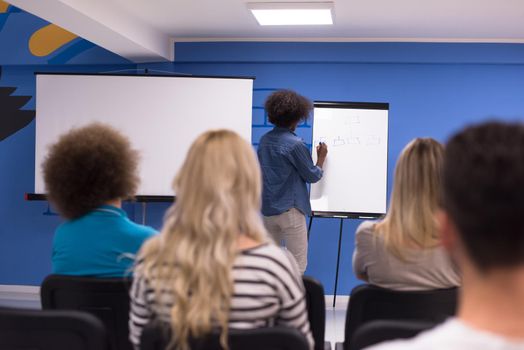 Young african american Speaker Seminar Corporate Business Meeting Concept