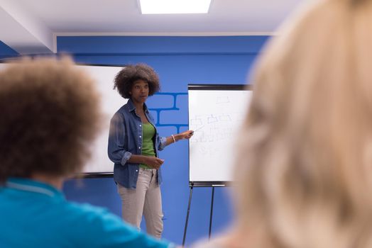 Young african american Speaker Seminar Corporate Business Meeting Concept