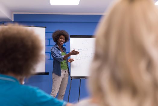 Young african american Speaker Seminar Corporate Business Meeting Concept