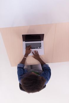 Top View Of young african american informal Businesswoman Working At Computer In Office