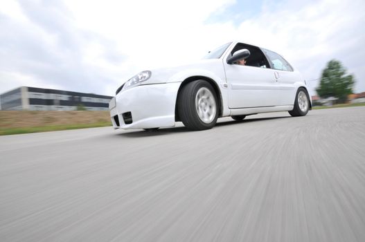 Fast car moving with motion blur