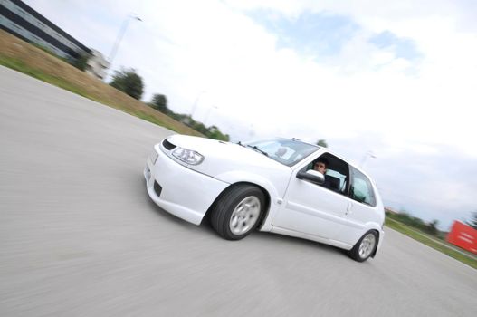 Fast car moving with motion blur