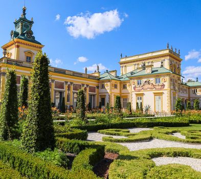 Royal Wilanow Palace in Warsaw. Residence of King John III Sobieski. Poland. August 2019