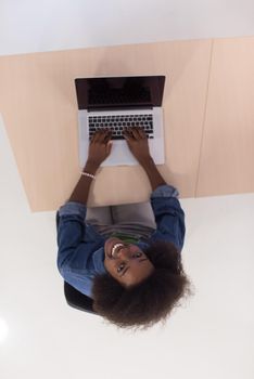 Top View Of young african american informal Businesswoman Working At Computer In Office