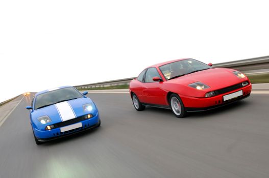 Picture of two isolated cars racing
