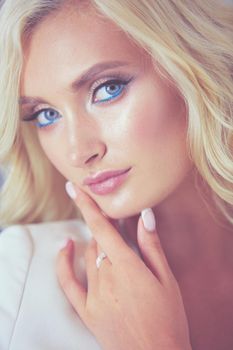 Beautiful young woman portrait , sitting in office