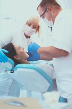 Doctor and patient in the dental clinic.