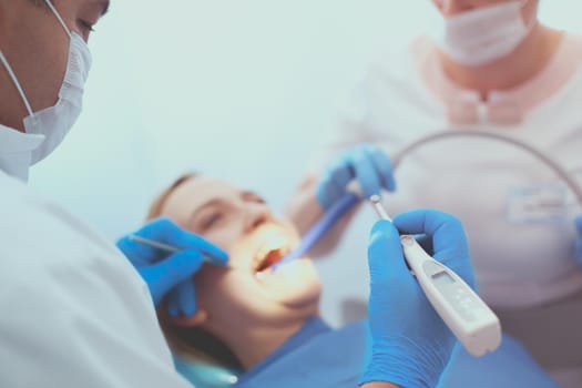 Doctor and patient in the dental clinic.