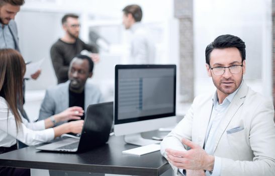 Manager sitting at the office Desk.business concept