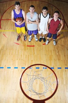 basket ball players team portrait in hi-school sport gymbasket ball players team portrait in hi-school sport gym
