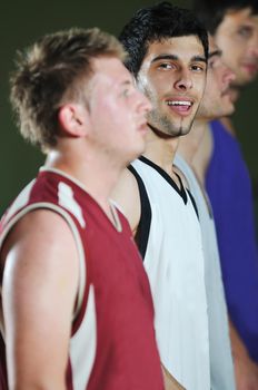 basket ball players team portrait in hi-school sport gymbasket ball players team portrait in hi-school sport gym