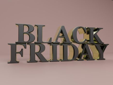 the words Black friday in big letterpress in 3d rendering