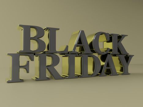 the words Black friday in big letterpress in 3d rendering