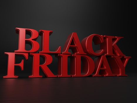 the words Black friday in big letterpress in 3d rendering