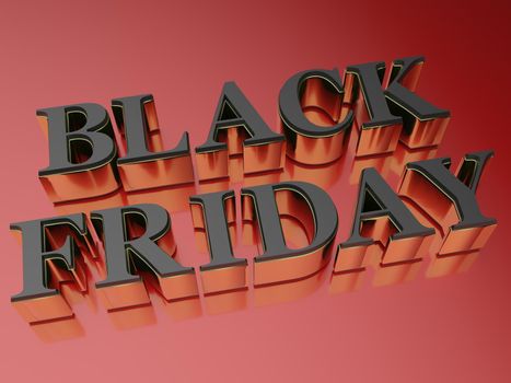 the words Black friday in big letterpress in 3d rendering