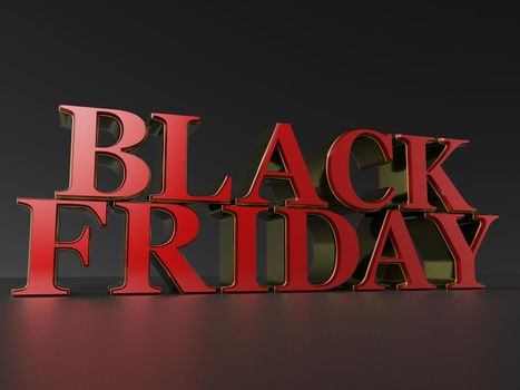 the words Black friday in big letterpress in 3d rendering