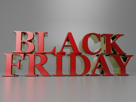 the words Black friday in big letterpress in 3d rendering