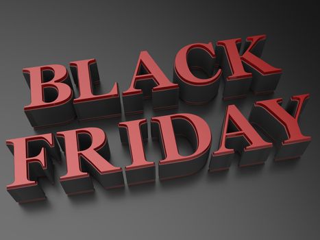 the words Black friday in big letterpress in 3d rendering