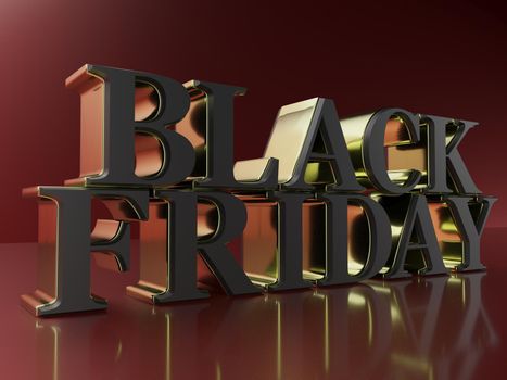 the words Black friday in big letterpress in 3d rendering