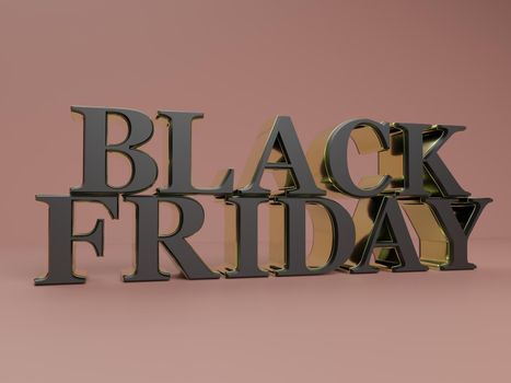 the words Black friday in big letterpress in 3d rendering