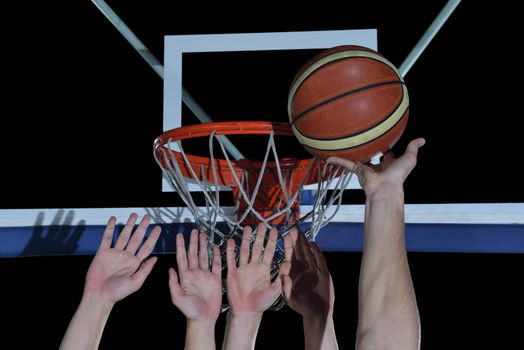 basketball game sport player in action isolated on black background