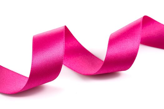 Pink ribbon over white background, design element