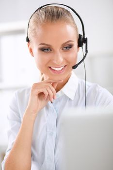 portrait of a customer service agent sitting at office