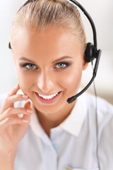 portrait of a customer service agent sitting at office