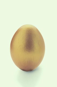 Golden egg on white background.