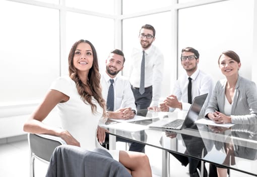 young businesswoman at a working meeting with the business team.the concept of teamwork